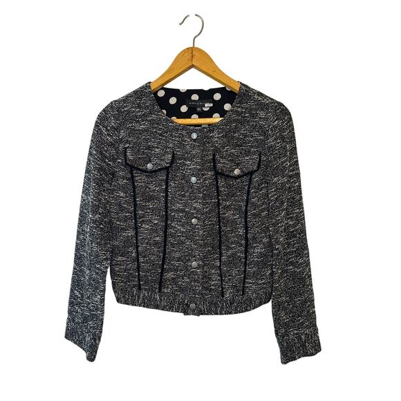 Slate & Willow Black Tweed Blazer Jacket Size XS Textured Career Winter Staple - Picture 2 of 9